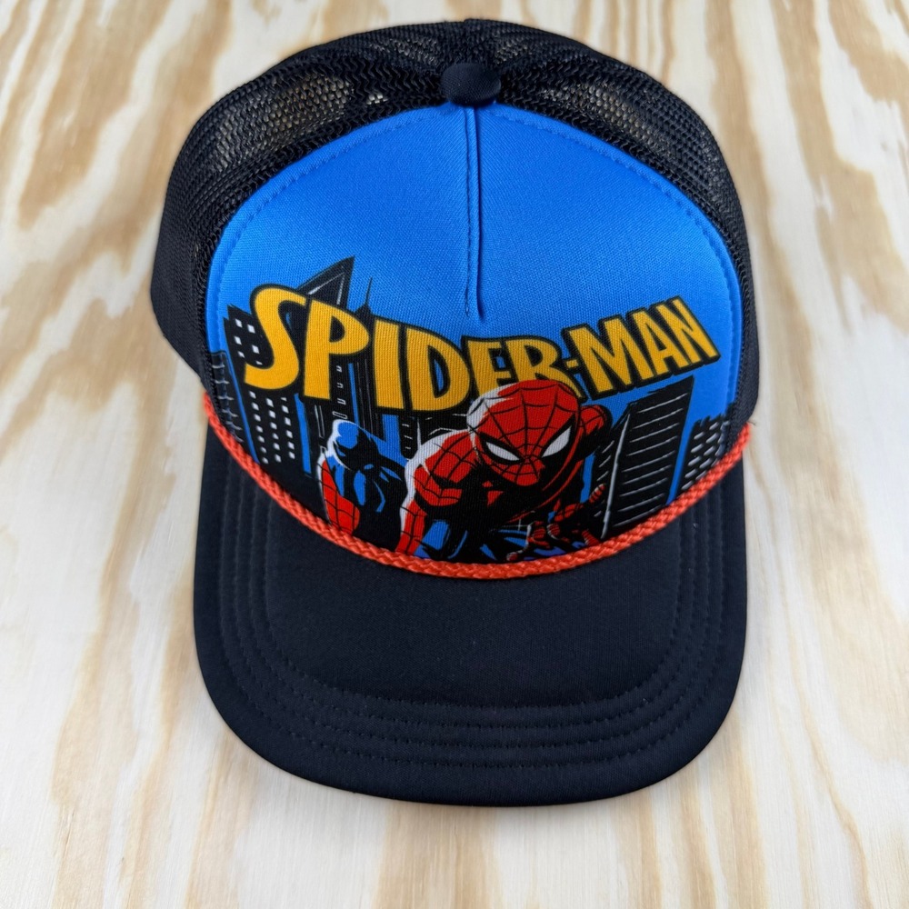 Marvel Spider-Man Kids Trucker Hat Lids Exclusive Snapback Blue Black Mesh Cap